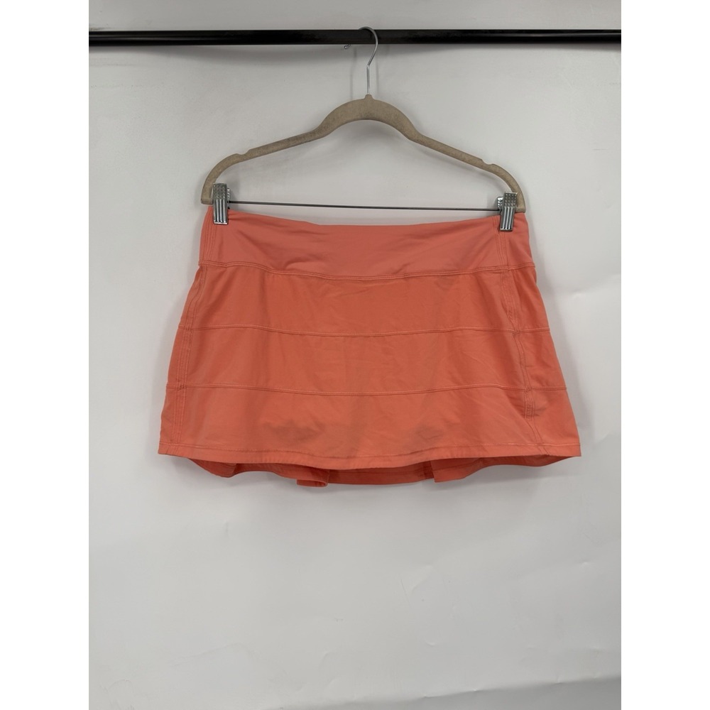 Lululemon Pace Rival Mini Skort Womens 10 Coral Orange Tennis Golf Running Skirt